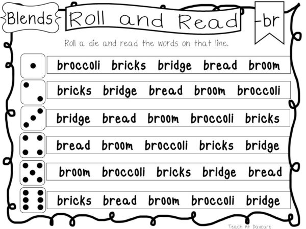 20 Printable Blends Roll and Read Worksheets. - Made By Teachers