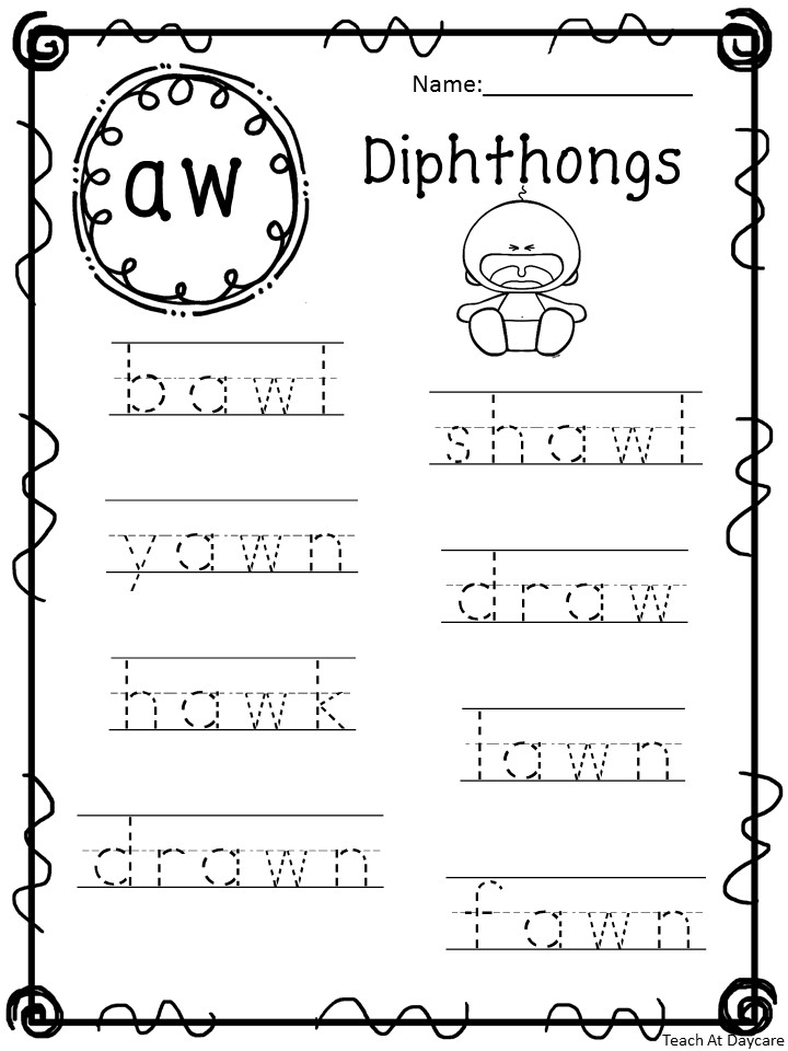 10 printable diphthongs trace the word worksheets made by teachers