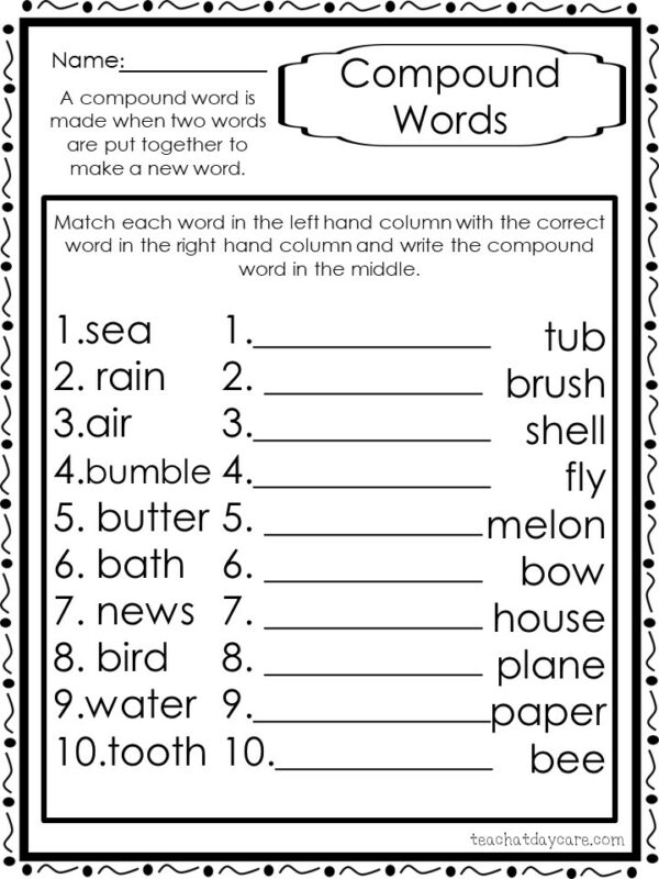 10 Printable Compound Word Worksheets. - Made By Teachers