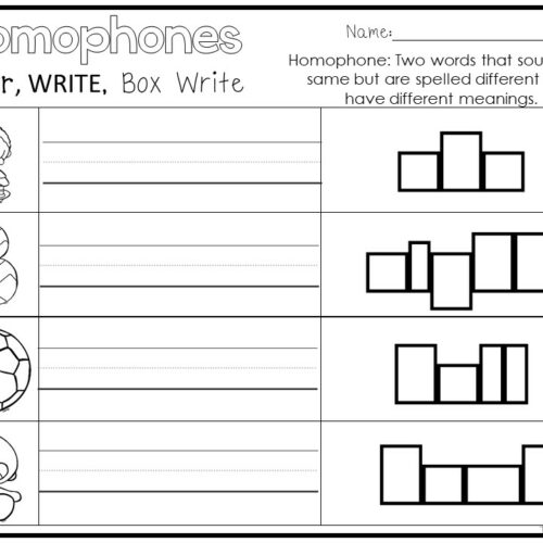 14 printable homophones color trace box write wo made by teachers