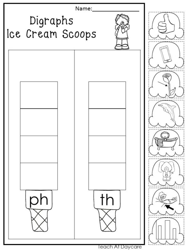 10 Printable Digraphs Ice Cream Worksheets. - Made By Teachers