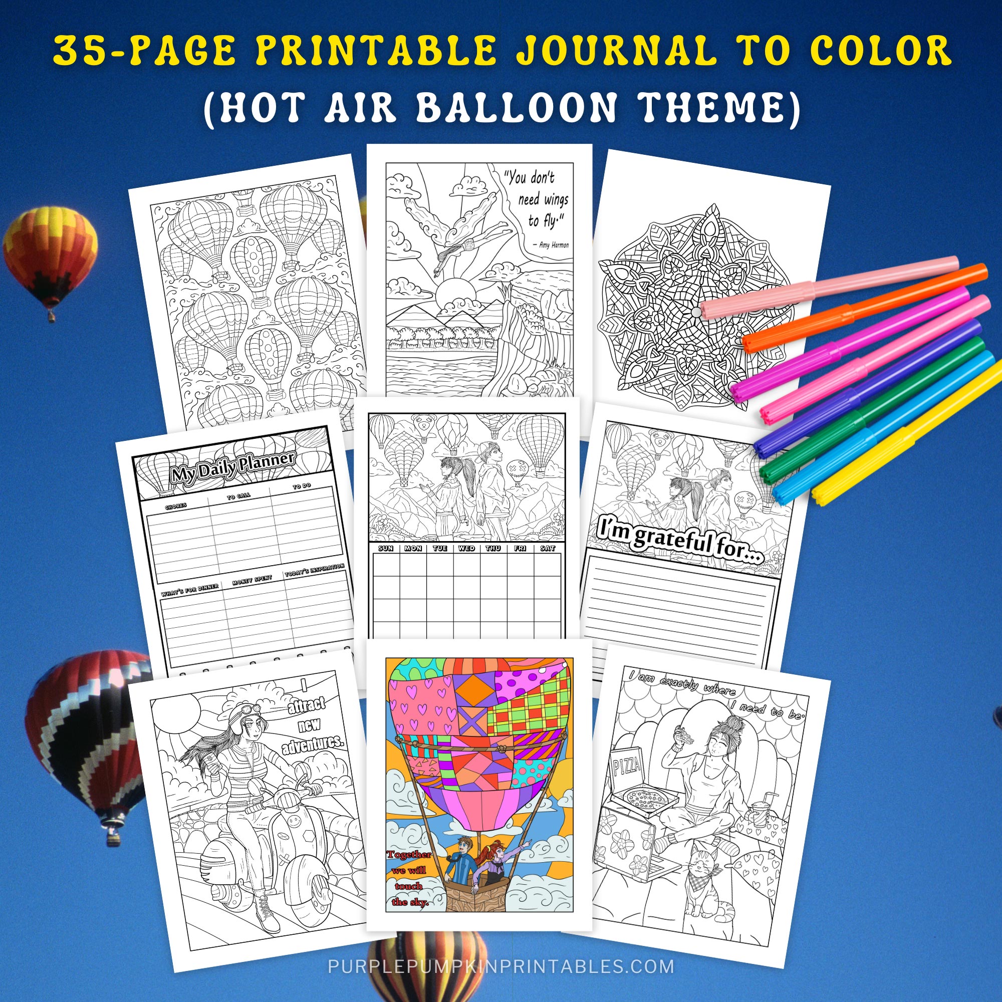 Printable Hot Air Balloon Themed Planner Journal | Made By Teachers