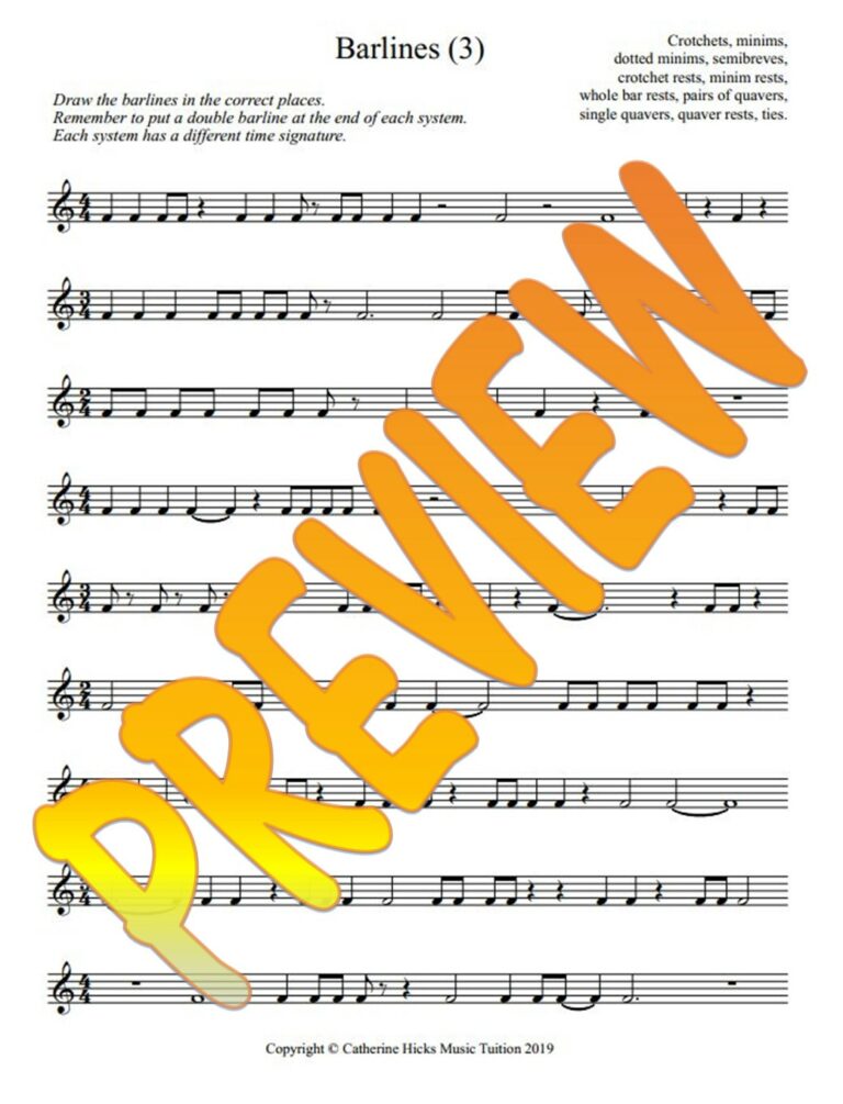 Music RHYTHM Draw the Barlines (3) - Made By Teachers