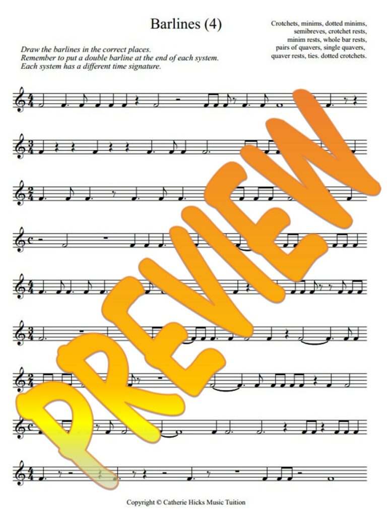 Music RHYTHM Draw the Barlines (4) | Made By Teachers