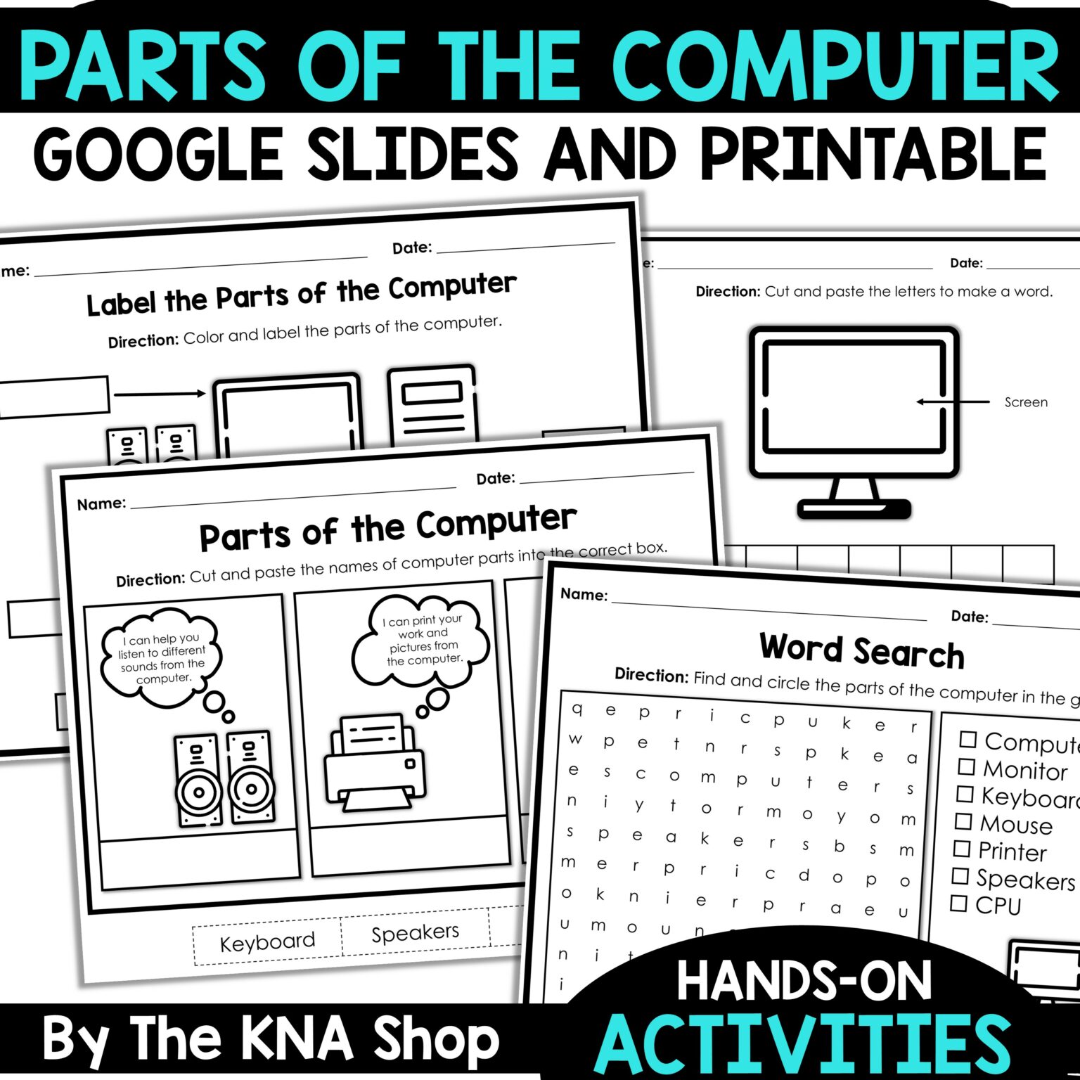 Parts of the Computer Printable and Google Slides | Made By Teachers
