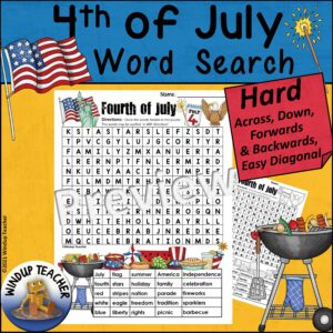 Fourth of July Word Search | HARD printable