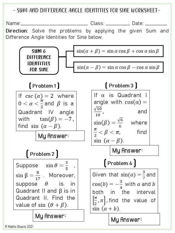 Sum and Difference Angle Identities - Made By Teachers
