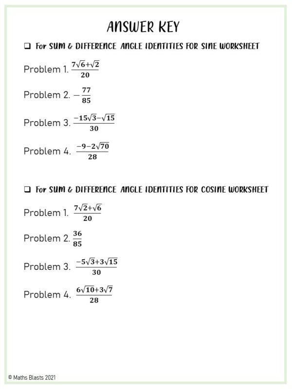 Sum and Difference Angle Identities - Made By Teachers
