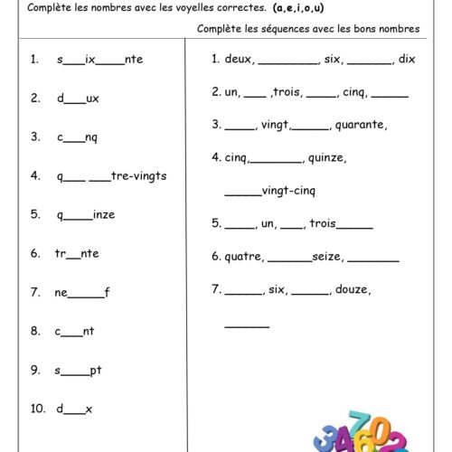 french numbers les nombres worksheets made by teachers