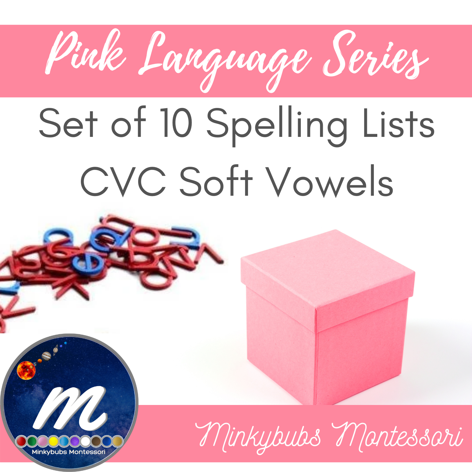 CVC Words Pink Language 10 Spelling Lists