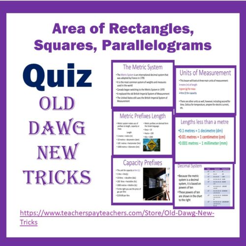 Area Of Rectangles Squares Parallelograms Quiz Made By Teachers