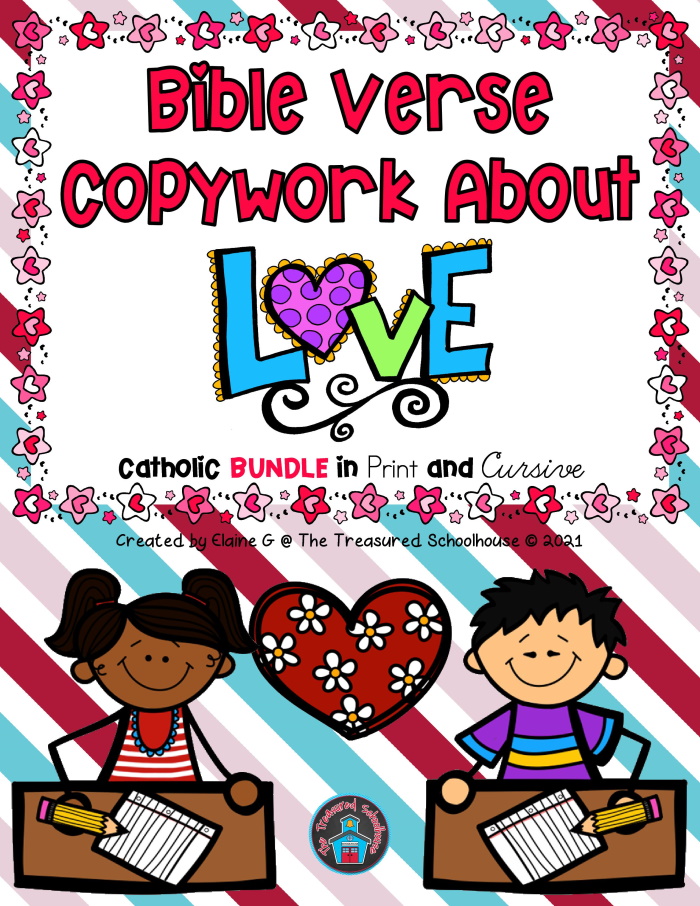 Bible Verse Copywork About Love BUNDLE in Cursive