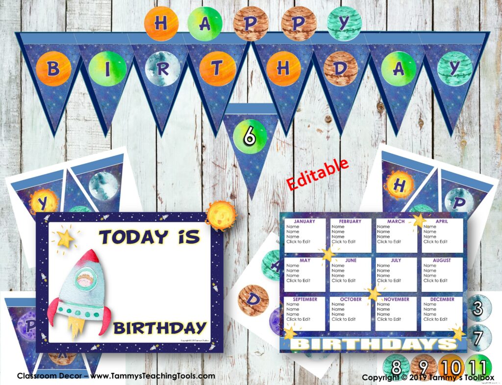 Classroom Decor Set in Galaxy Outer Space Theme - Made By Teachers