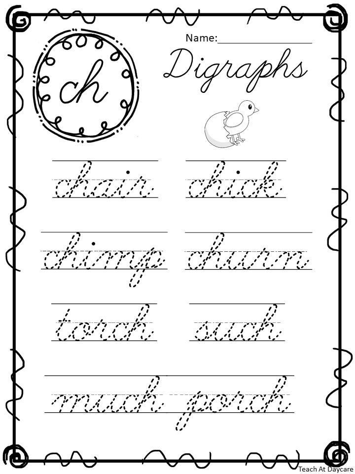 10-cursive-digraphs-trace-the-word-worksheets-made-by-teachers for Free Printable Cursive Name Worksheets 10 Cursive Digraphs Trace the Word Worksheets. | Made By Teachers for Free Printable Cursive Name Worksheets