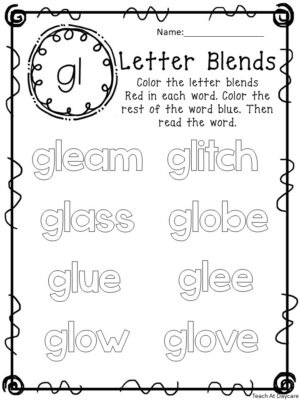 20 Blends Color the Word Worksheets. - Made By Teachers
