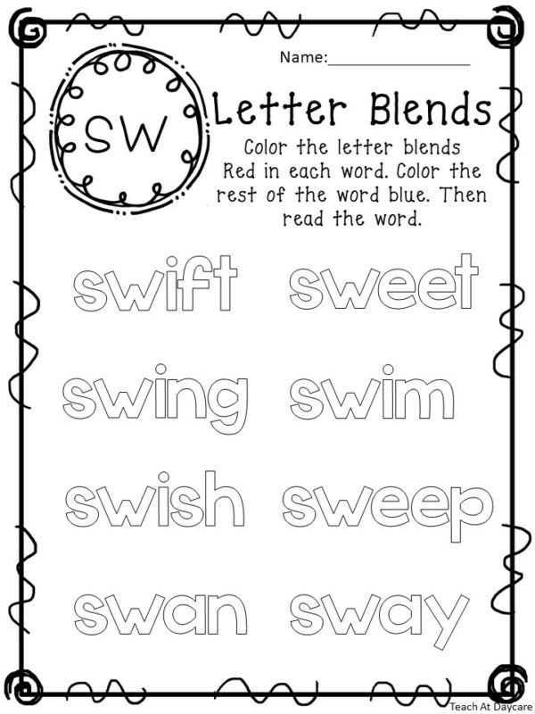 20 Blends Color the Word Worksheets. - Made By Teachers