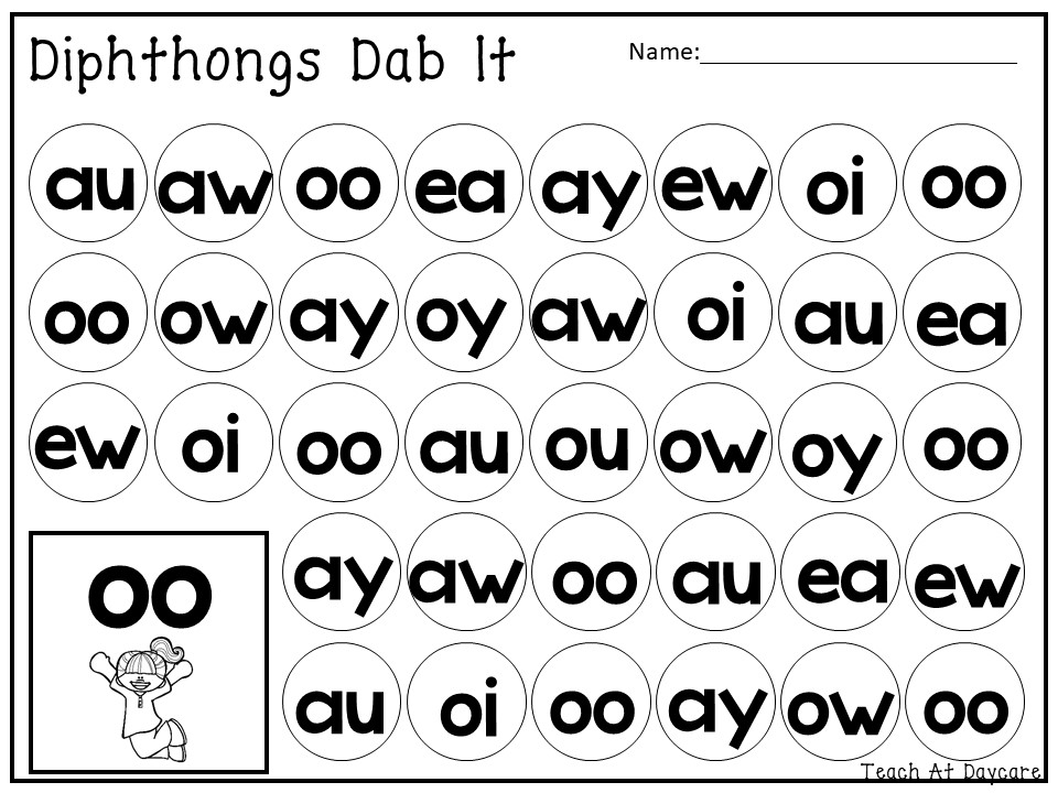 10 diphthongs dab it worksheets made by teachers