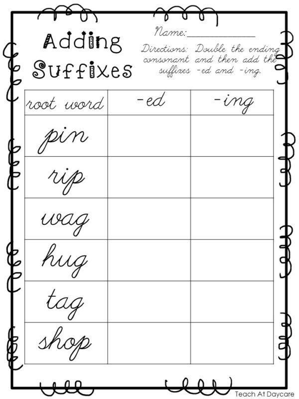 Additional Cursive 10 Cursive Adding Suffixes Worksheets. - Made By Teachers