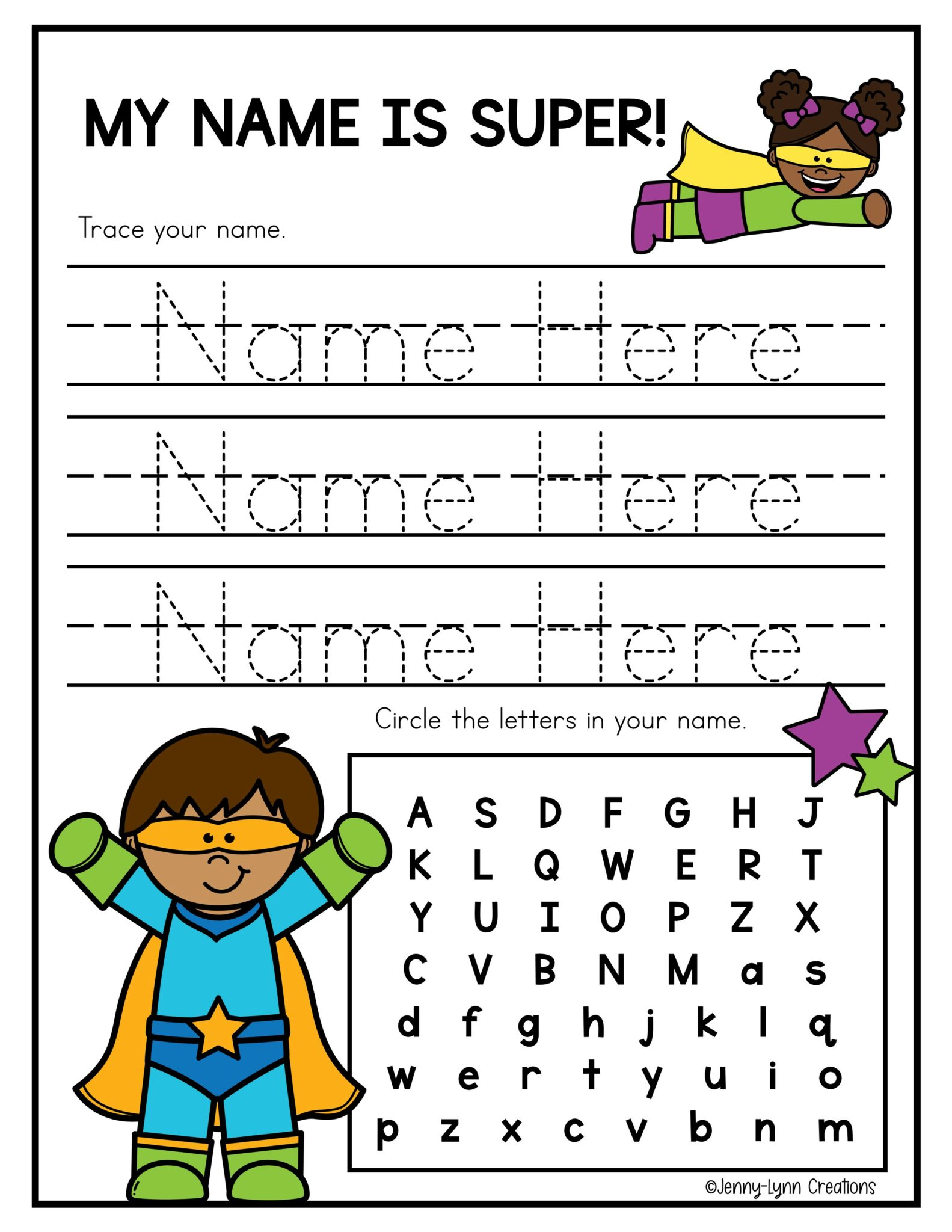 Superhero Editable Name Tracing Made By Teachers