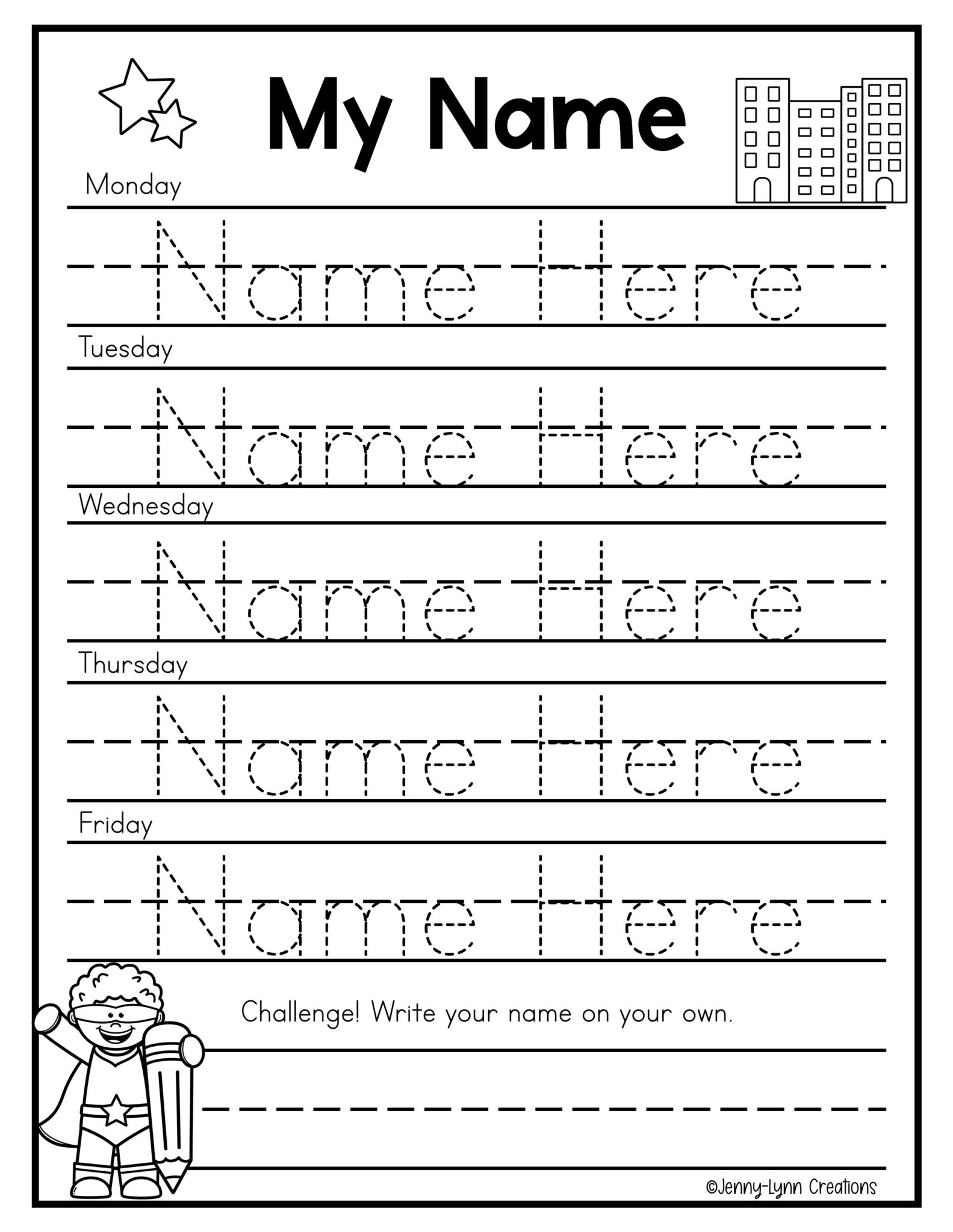 Superhero Editable Name Tracing Made By Teachers