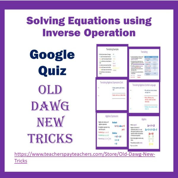 Solving Equations by Inverse Operation Google Quiz | Made By Teachers