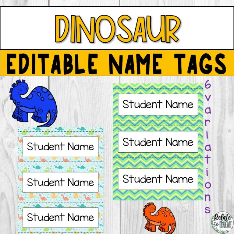 Dinosaur Editable Printable Table Name Tags 3x8.5 - Made By Teachers