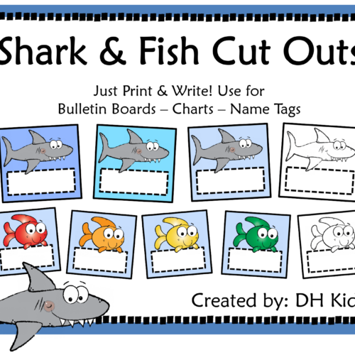 shark and fish cut outs name labels name tags made by teachers