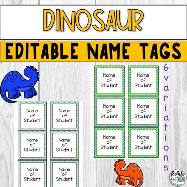 Dinosaur Editable Printable Table Name Tags 3x8.5 - Made By Teachers