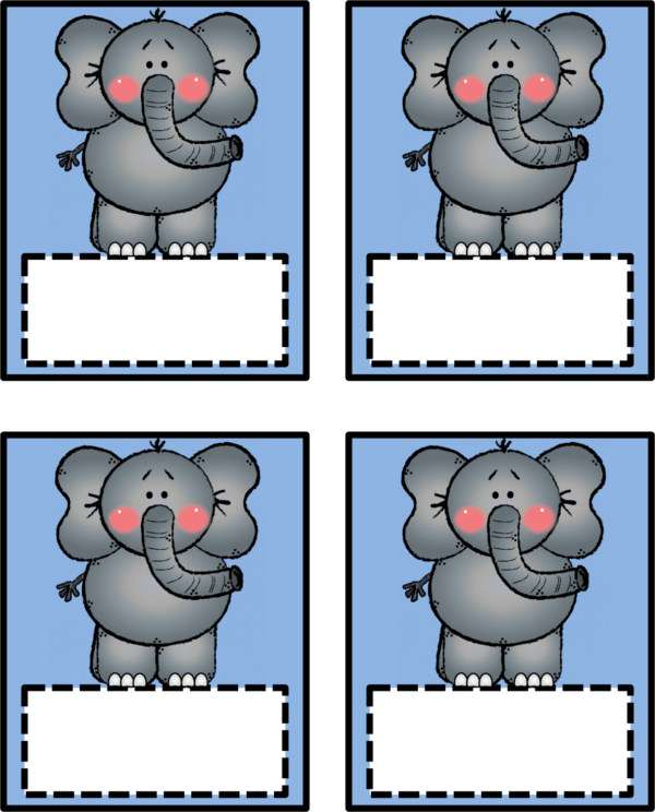 elephant cut outs name labels name tags made by teachers