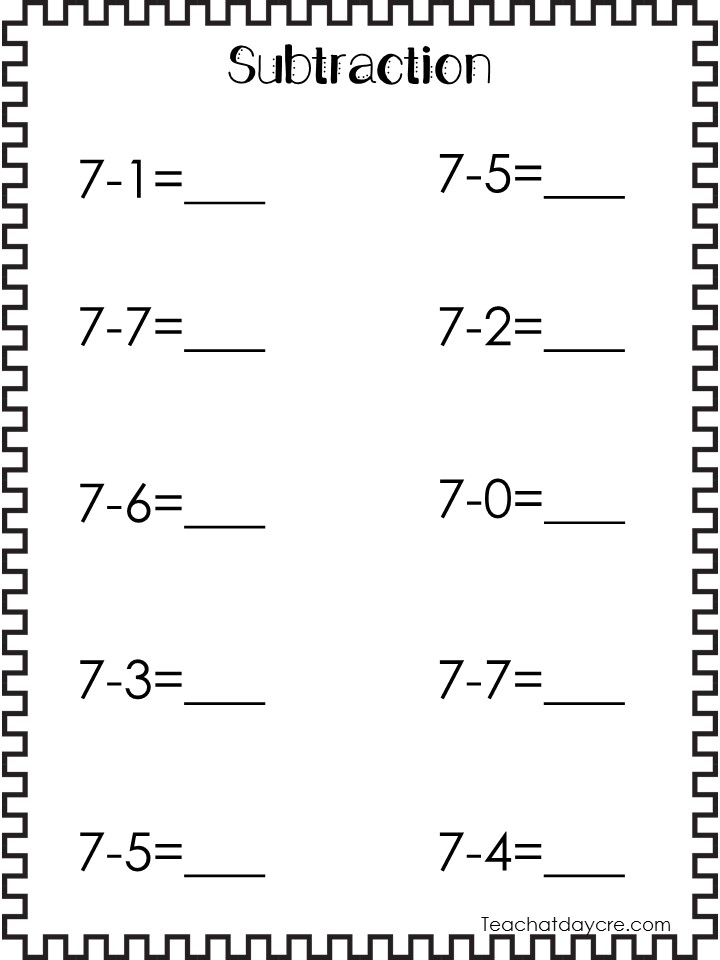 20 printable subtraction worksheets numbers 1 10 made by teachers