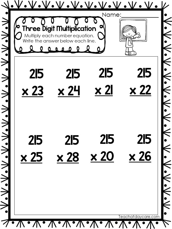 35 printable three digit multiplication worksheets made by teachers