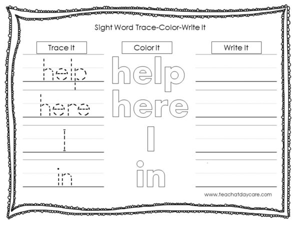 Dolch Pre-Primer Sight Words Trace, Color, Write. - Made By Teachers