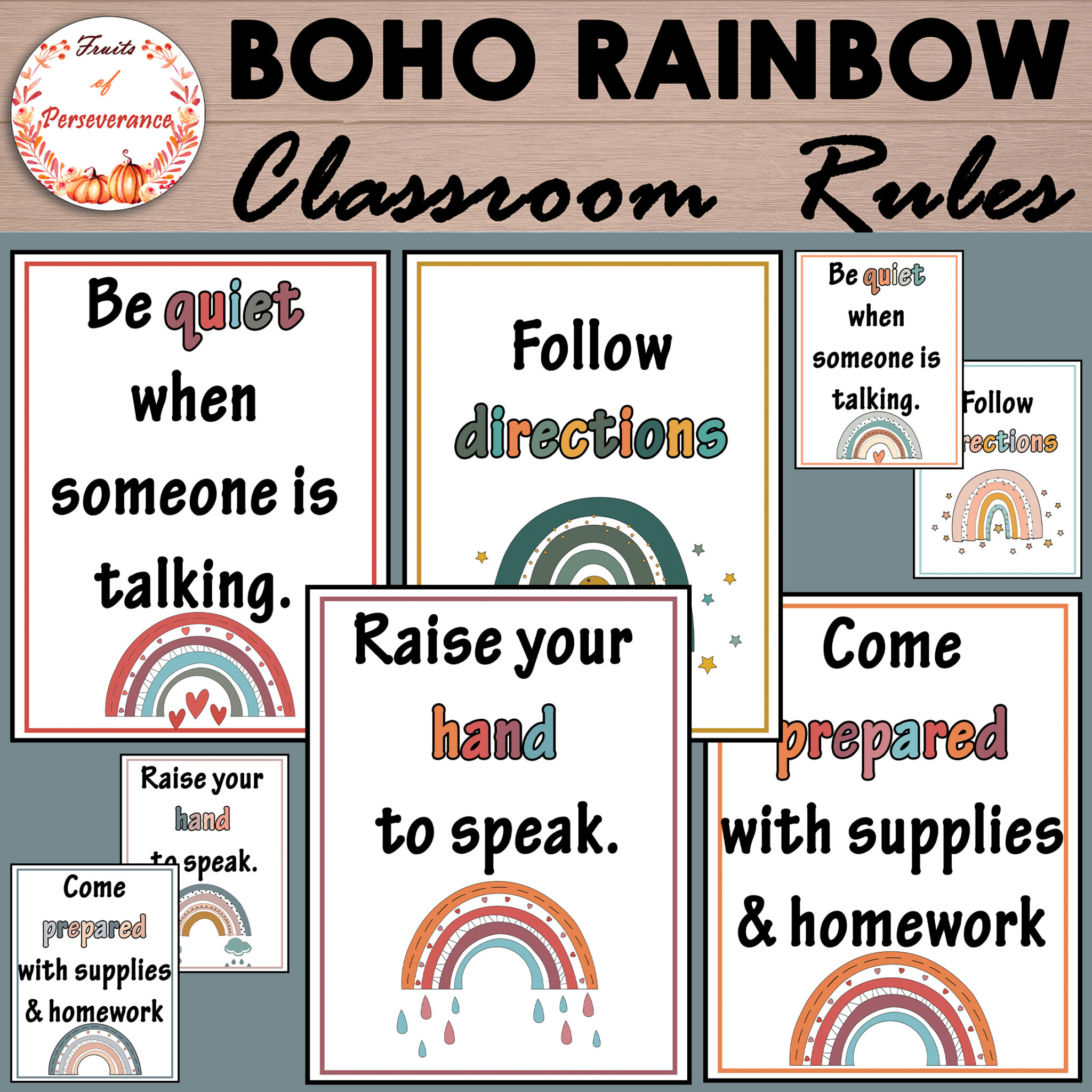 Boho Rainbow Classroom Rules and Expectations Made By Teachers