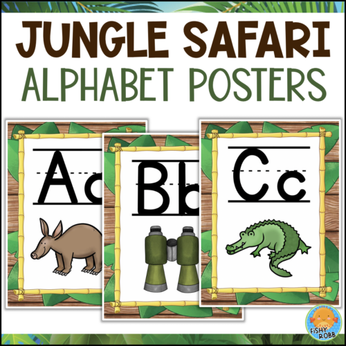 alphabet posters jungle safari wild animals theme made by teachers