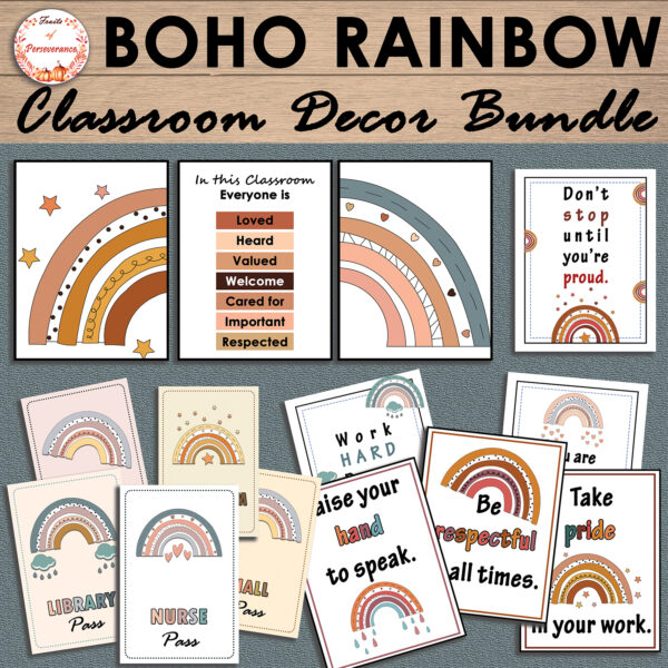 Boho Rainbow Classroom Decor Bundle Back to School Made By Teachers