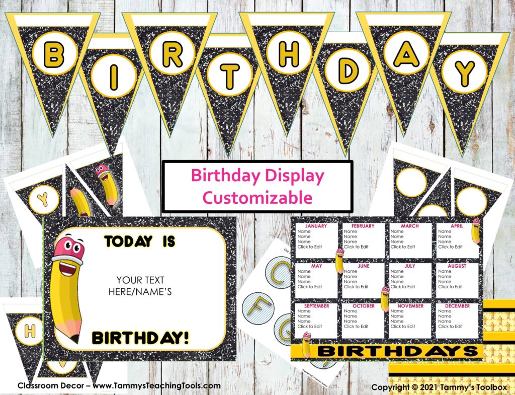 Classroom Decor Set in Pencil Theme Made By Teachers