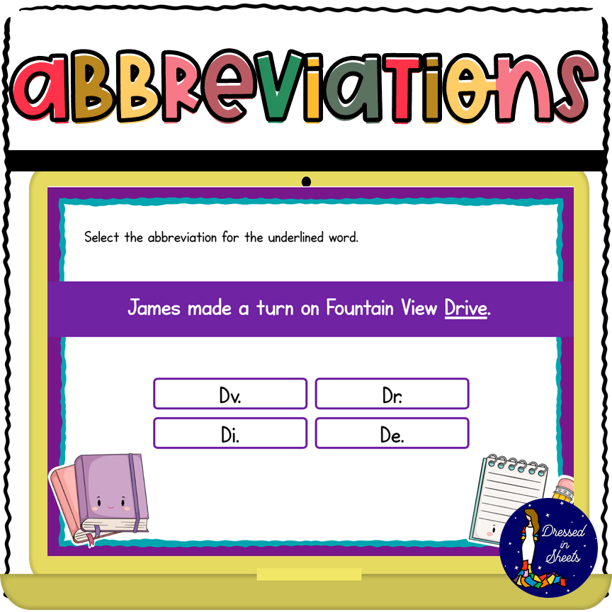 Abbreviations Posters and BOOM Cards Made By Teachers