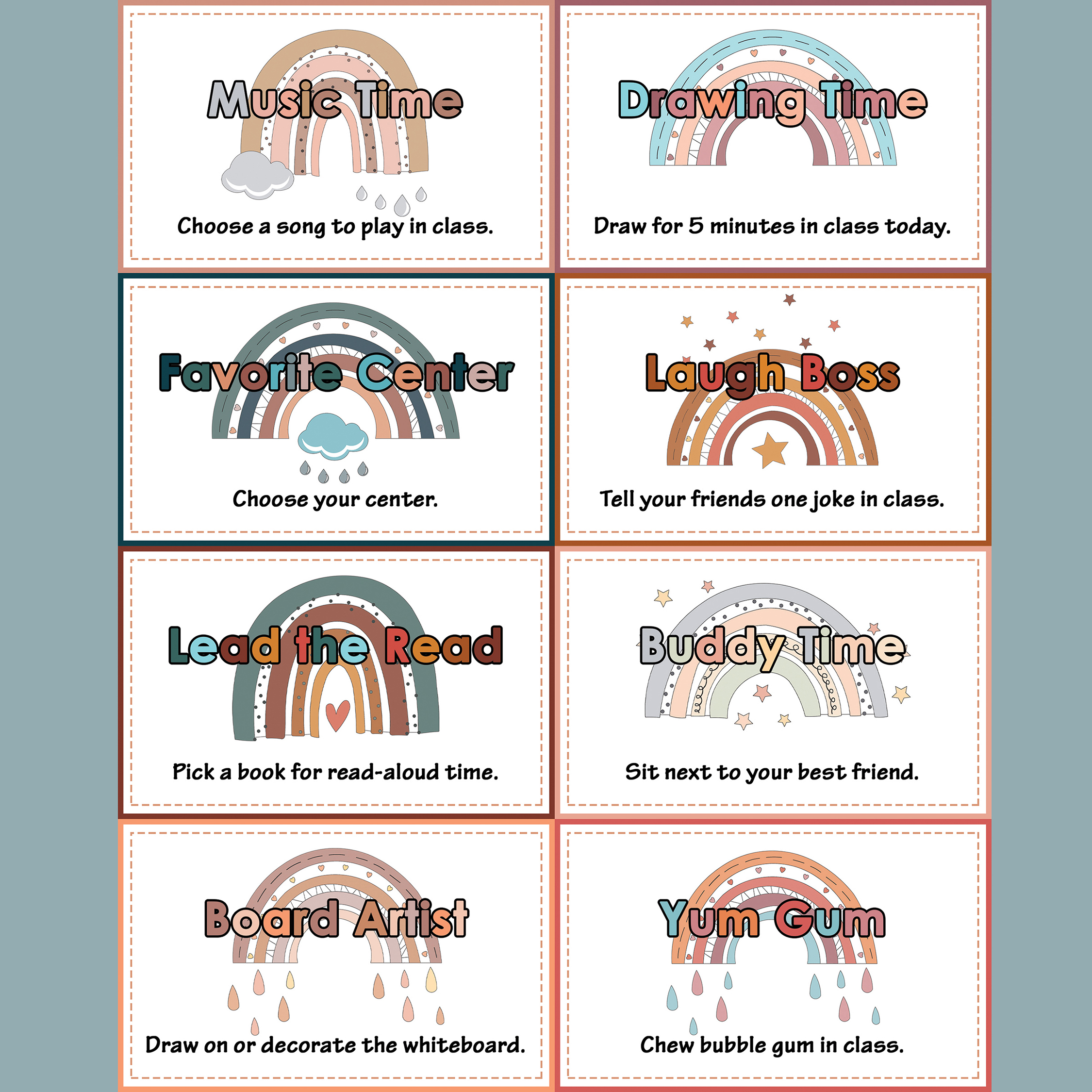 boho rainbow classroom reward coupons editable made by teachers