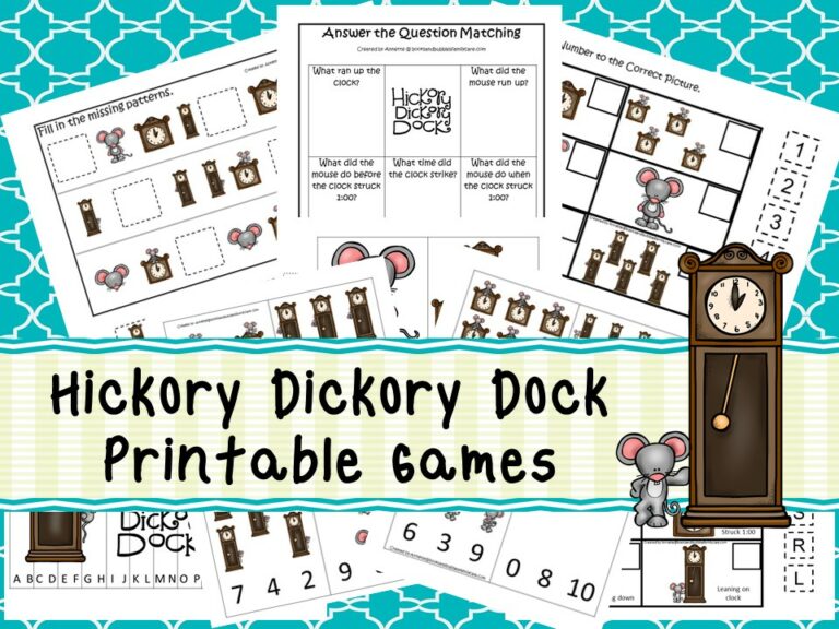 30 Printable Hickory DIckory Dock Learning Games Made By Teachers