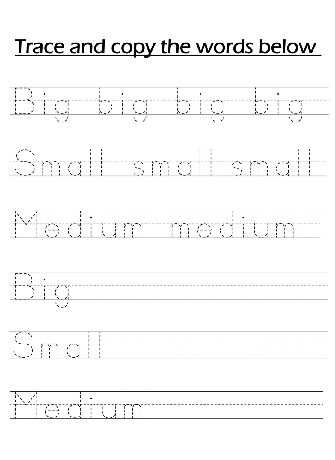 Big Medium and Small work pack sorting by size - Made By Teachers