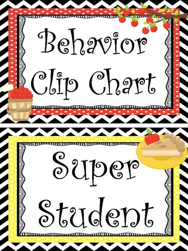 8 Apple theme Classroom Behavior Clip Chart Cards. Made By Teachers