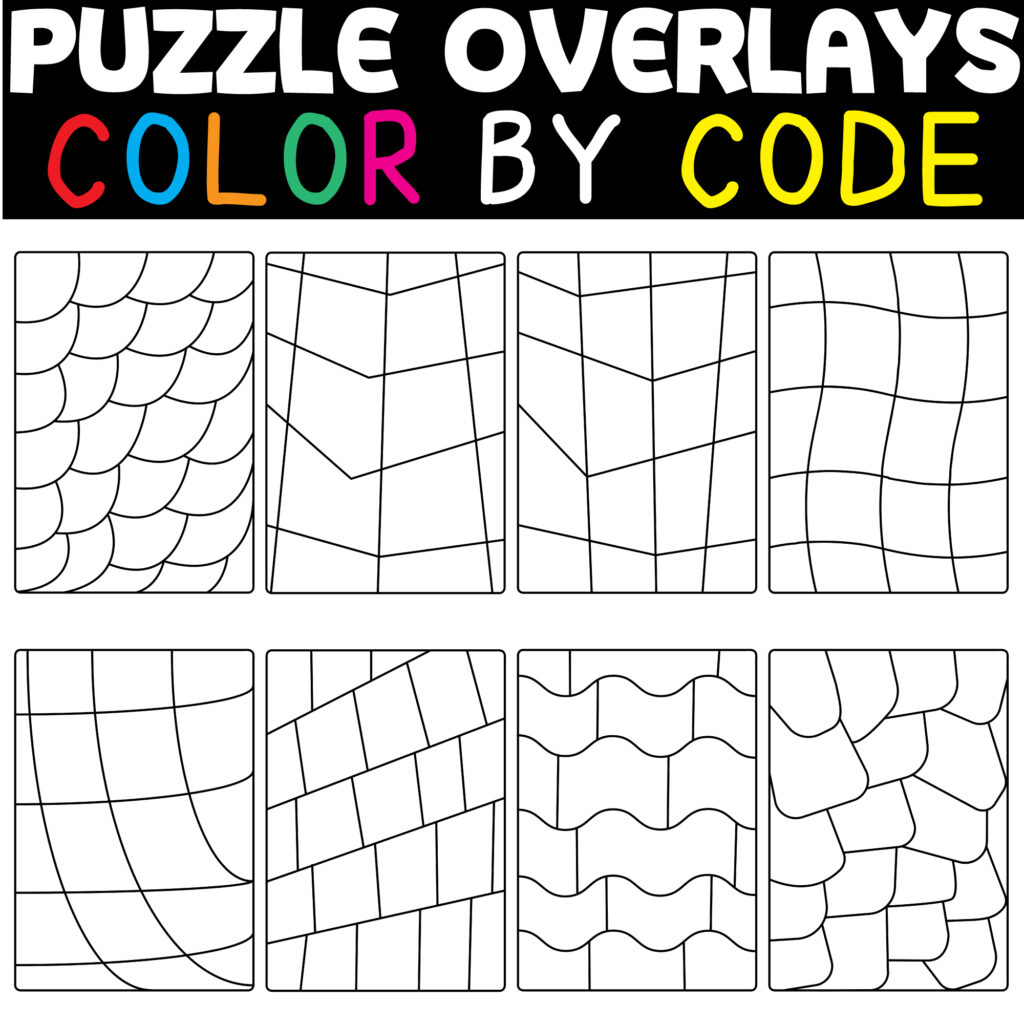 20 Clipart Puzzle Overlays COLOR BY CODE Templates - Made By Teachers