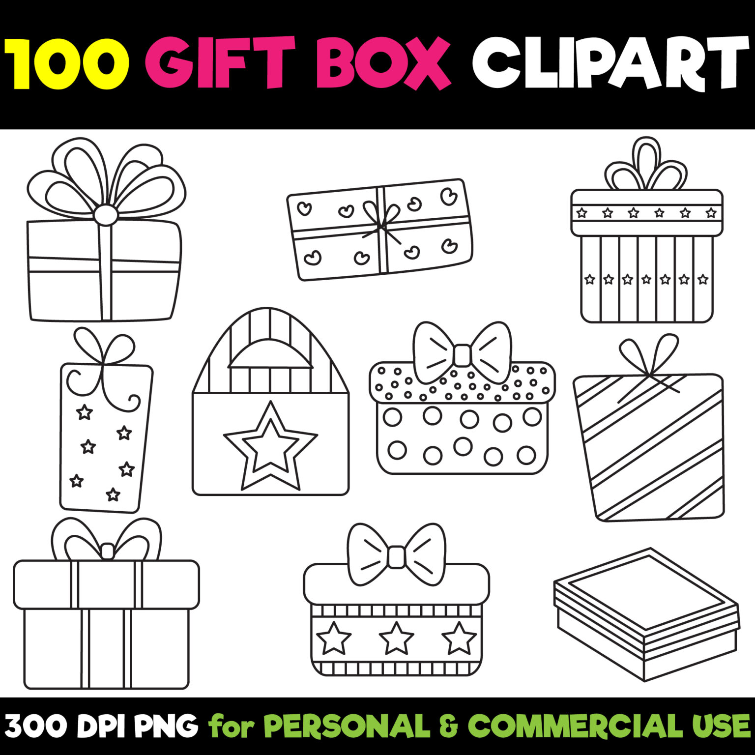 100 Gift Box Clipart Set | Made By Teachers