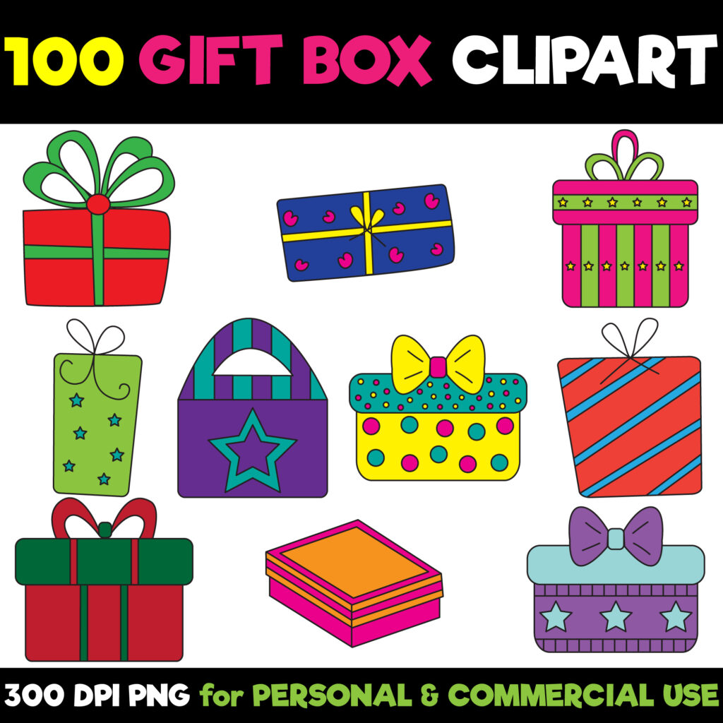 100 Gift Box Clipart Set | Made By Teachers