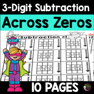 3-Digit Subtraction Across Zeros Worksheets