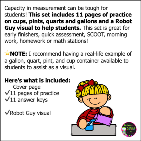 Cups Pints Quarts Gallons Worksheets Made By Teachers