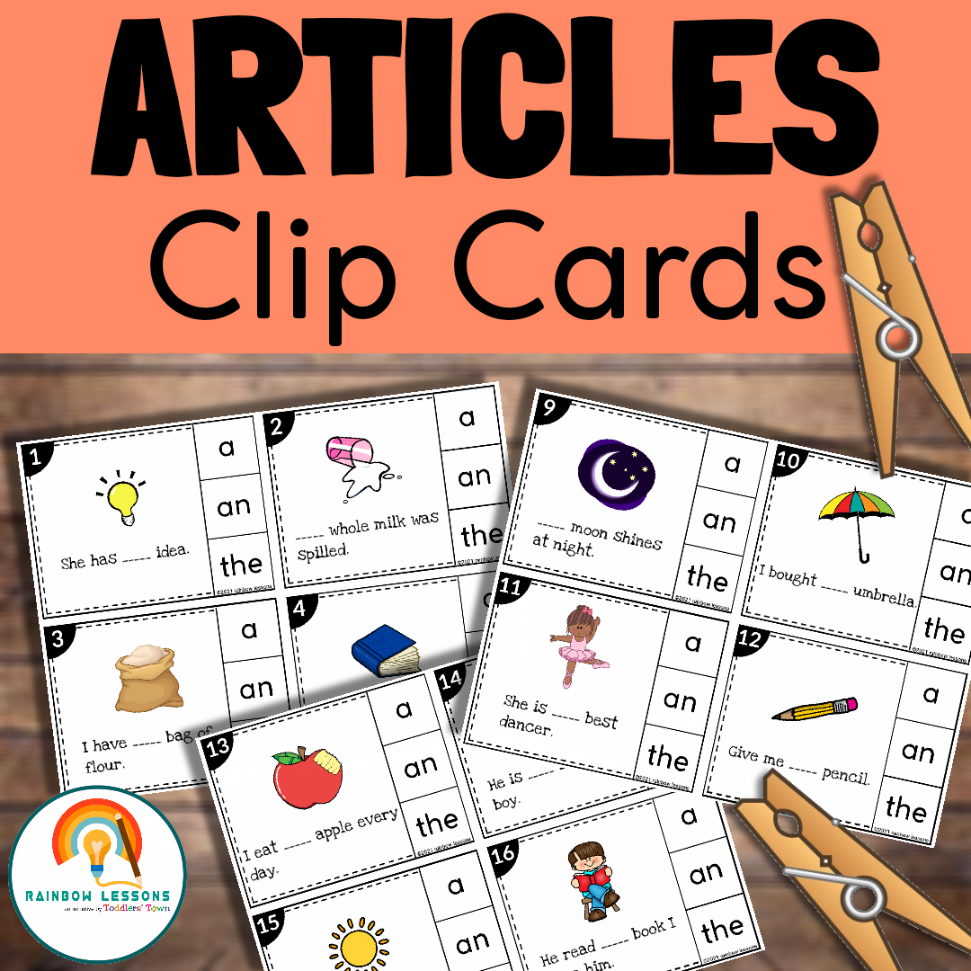 Definite and Indefinite Articles Clip Cards