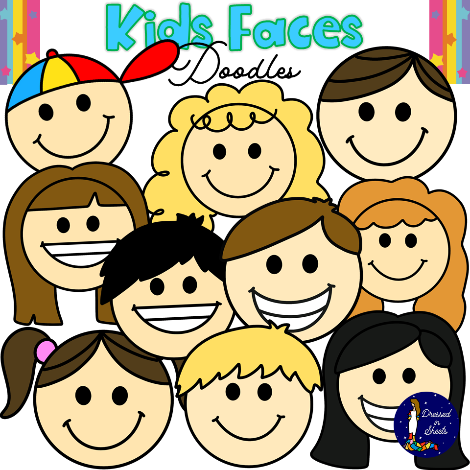 Kids Faces Doodles