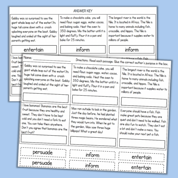 Author's Purpose Activities Task Cards Passages - Made By Teachers