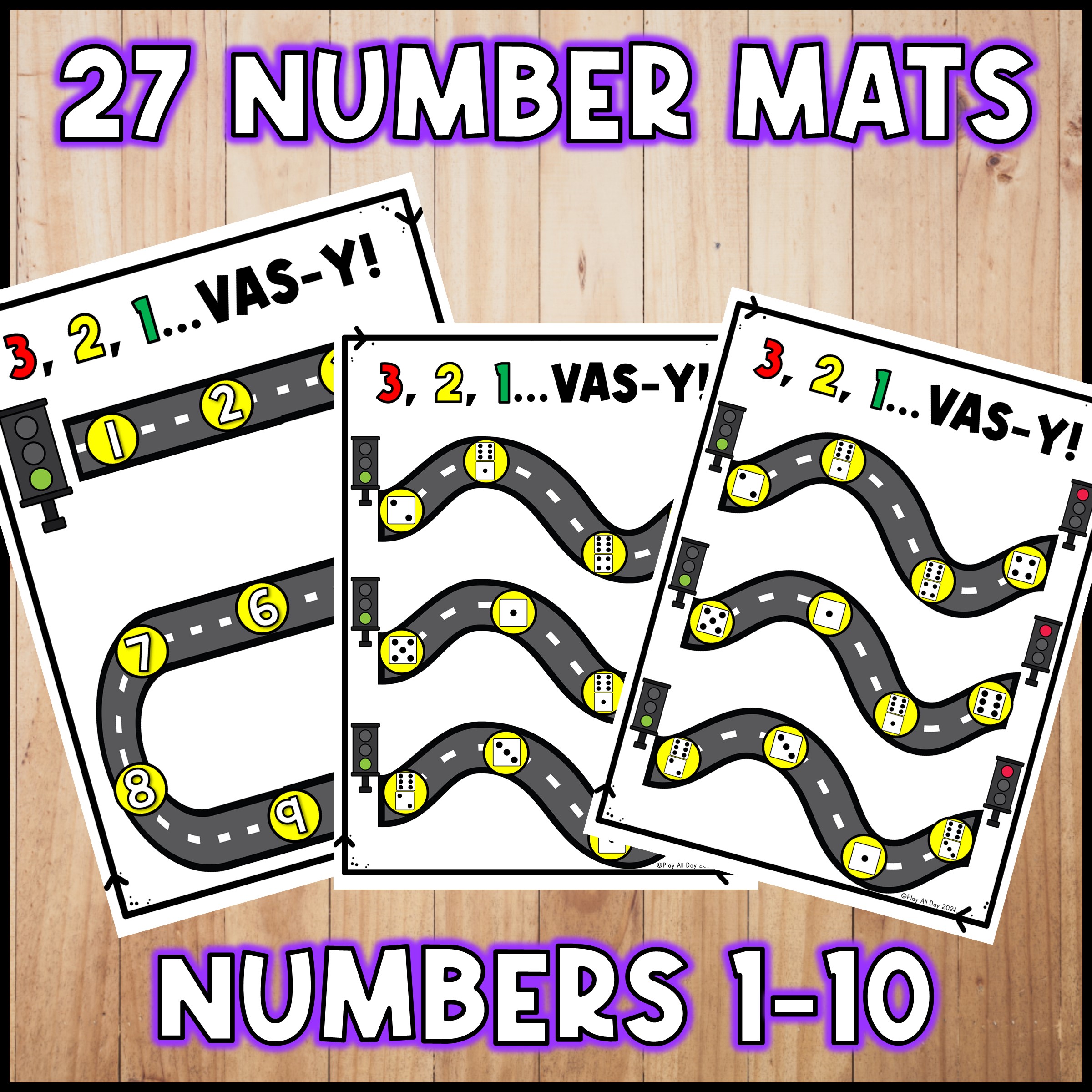 race car number mats for numbers 1 to 10 made by teachers